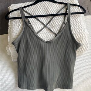 Vuori Olive Green Ribbed Crop